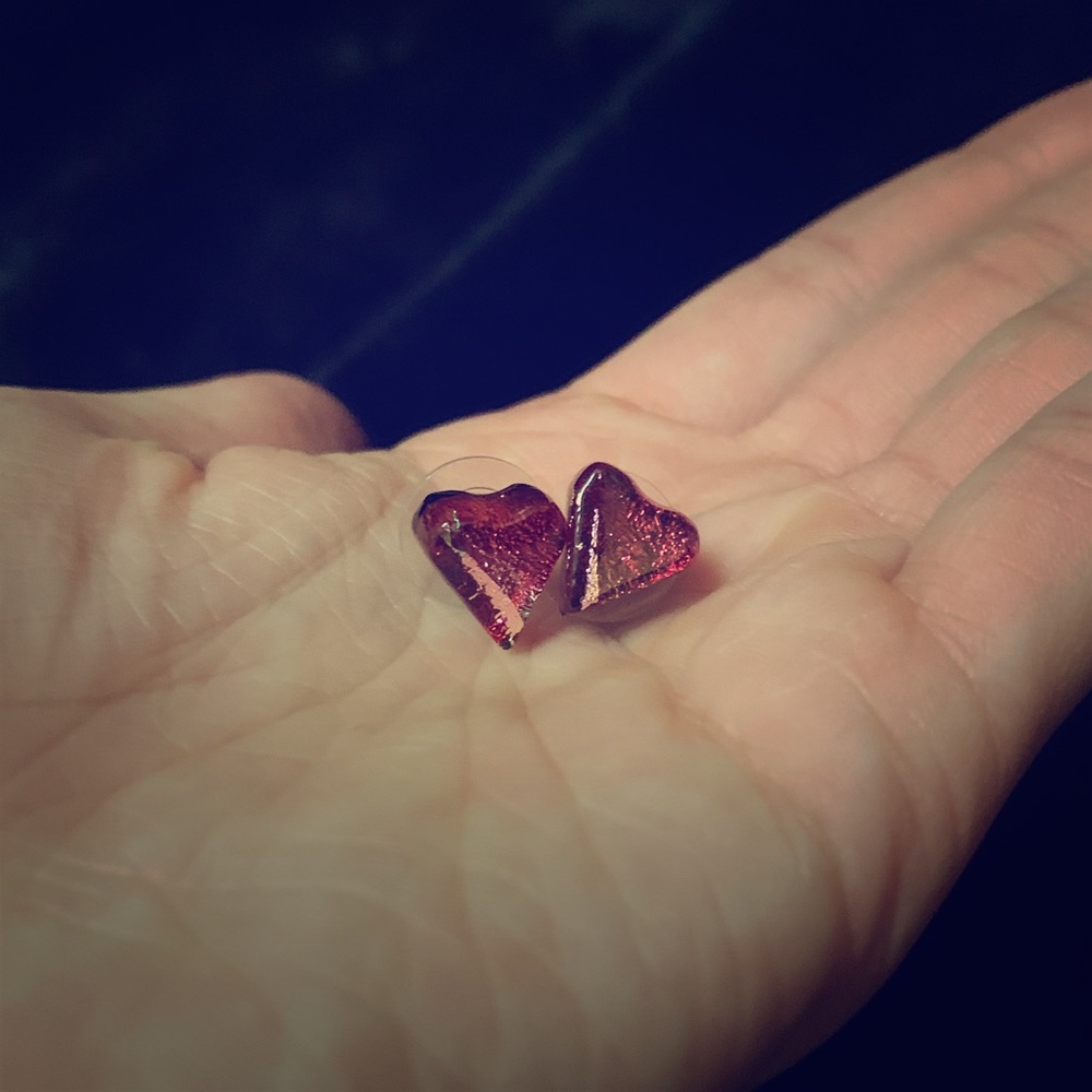 Handcrafted Heart Glass Earrings